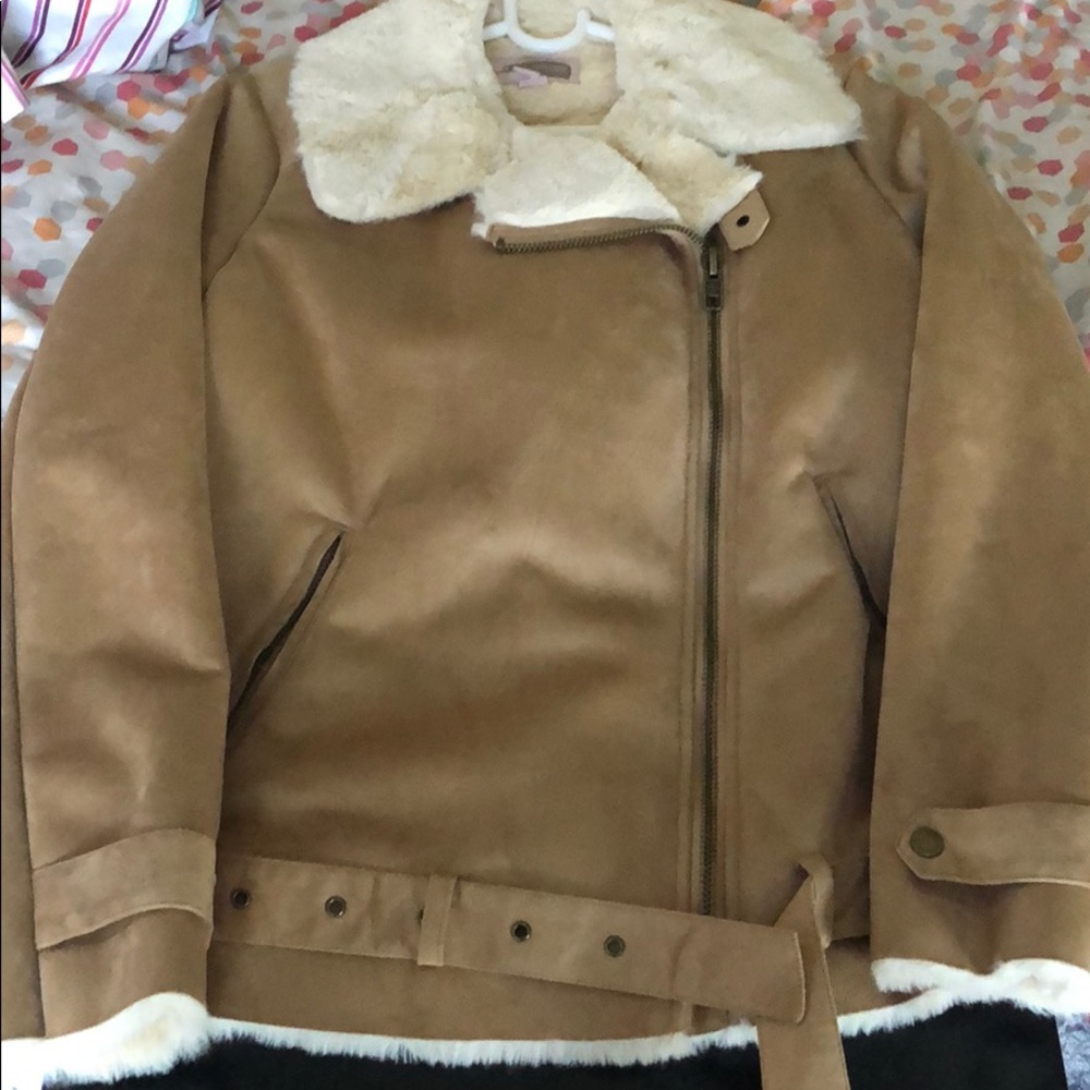 Faux suede jacket.